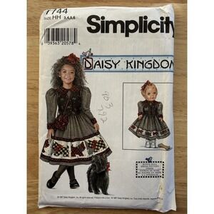 Simplicity Daisy Kingdom Pattern 7744 Child's Dress 3-6 + Purse & 17" Doll Dress